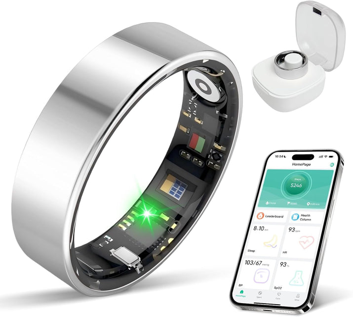 Smart Ring for Health Tracking - Sleep and Exercise Monitor, Compatible with iOS & Android, IP68 Waterproof, No Subscription Required, 5-Day Battery Life 