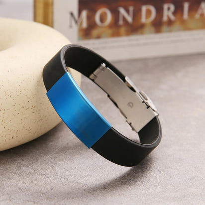 Trendy Glamour Jewelry Black Silicone Bracelet Unisex Vintage Titanium Steel Rubber Charm Unisex Fashion Accessory for Men and Women