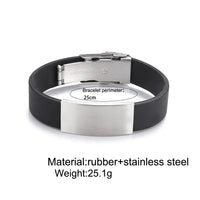 Trendy Glamour Jewelry Black Silicone Bracelet Unisex Vintage Titanium Steel Rubber Charm Unisex Fashion Accessory for Men and Women