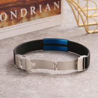 Trendy Glamour Jewelry Black Silicone Bracelet Unisex Vintage Titanium Steel Rubber Charm Unisex Fashion Accessory for Men and Women