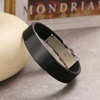 Trendy Glamour Jewelry Black Silicone Bracelet Unisex Vintage Titanium Steel Rubber Charm Unisex Fashion Accessory for Men and Women