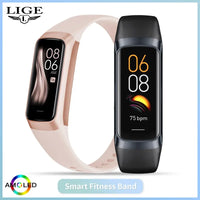 LIGE AMOLED Smart Watch for Men 2023 Heart Rate Blood Pressure Tracker Waterproof Fitness Sport Bracelet Compatible with Android & iOS