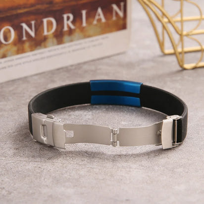 Trendy Glamour Jewelry Black Silicone Bracelet Unisex Vintage Titanium Steel Rubber Charm Unisex Fashion Accessory for Men and Women