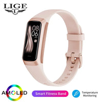 LIGE AMOLED Smart Watch for Men 2023 Heart Rate Blood Pressure Tracker Waterproof Fitness Sport Bracelet Compatible with Android & iOS