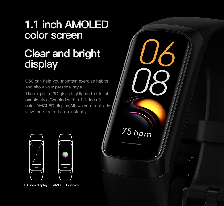 LIGE AMOLED Smart Watch for Men 2023 Heart Rate Blood Pressure Tracker Waterproof Fitness Sport Bracelet Compatible with Android & iOS